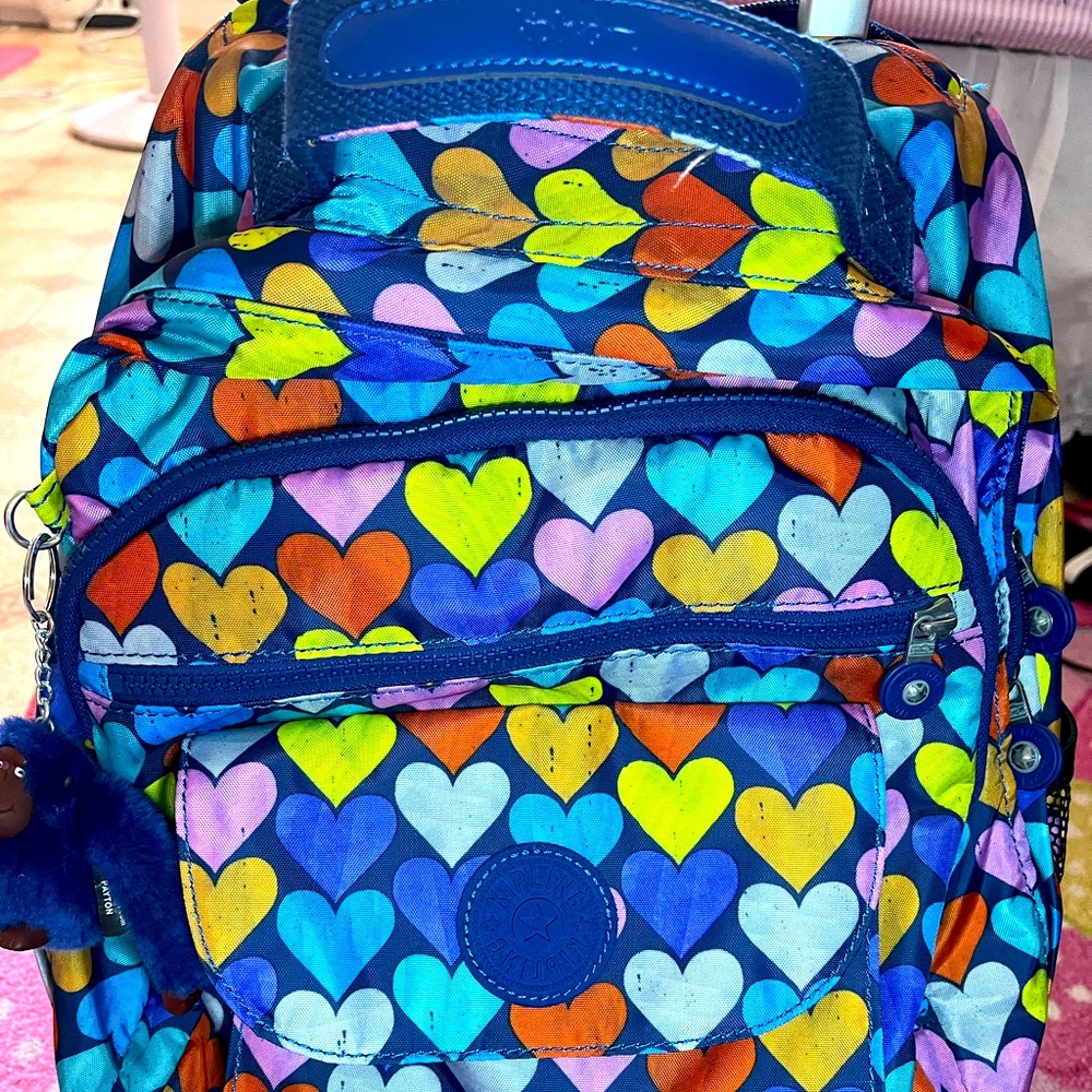 Heart Kipling Rolling Backpack